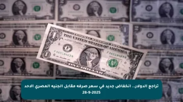 تراجع الدولار.. انخفاض جديد في سعر صرفه مقابل الجنيه المصري الأحد 28-9-2025